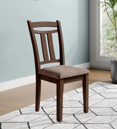 Contemporary Wooden Dining Chair for Table with Padded Cushion and Polish
