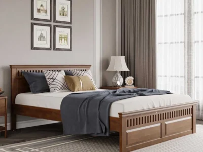 Sleek Sheesham platform bed Clean look Sheesham bed No storage wooden bed Sarve Furniture platform bed