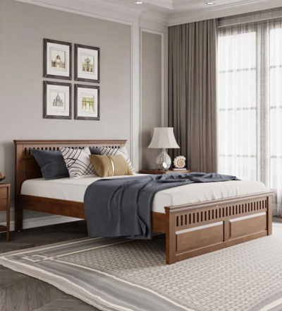 Sleek Sheesham platform bed Clean look Sheesham bed No storage wooden bed Sarve Furniture platform bed