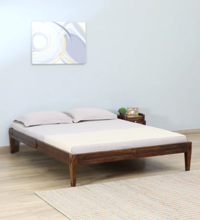 Beautiful Sheesham wood bed without storage by Sarve Furniture – handcrafted solid wood bed