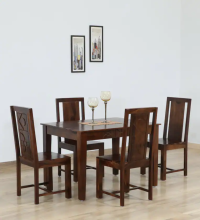 Premium Dining Set Home Sheesham Wood with Slatted Back Chairs and Strong Legs
