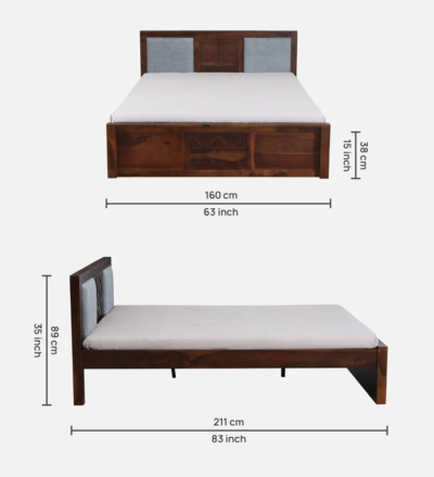 Pure Sheesham Wood Bed Without Storage By Sarve Furniture - Image 3