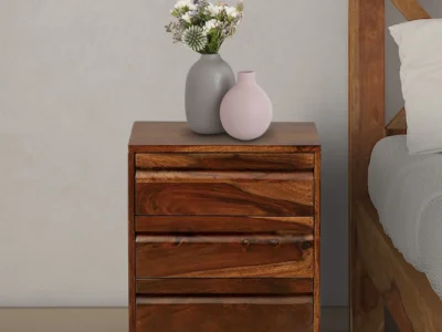 Classic wooden bedside table with spacious storage by Sarve Furniture – elegant wooden nightstand for organized bedroom storage