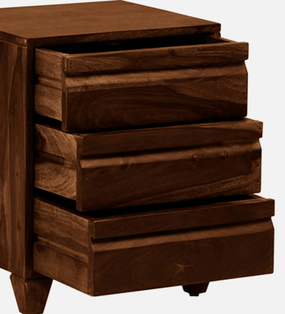 Minimal Wooden Bedside Table with High Gloss Polish and Drawer Storage - Image 5
