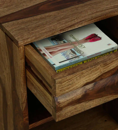 Durable Sheesham Wood Nightstand with Smooth Polish and Soft-Close Drawers - Image 8