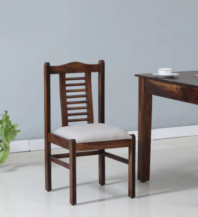 Solid Wood Chair with Upholstered Cushion and Ergonomic Dining Support