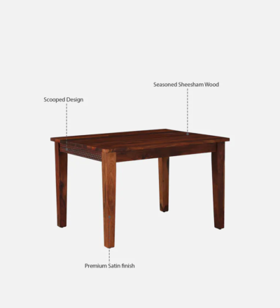 Modern Home Dining Set with Polished Sheesham Table and Four Upholstered Chairs - Image 6