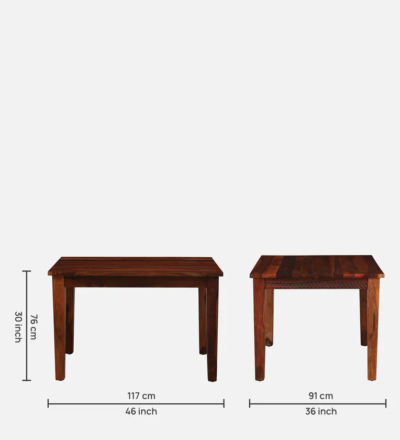 Modern Home Dining Set with Polished Sheesham Table and Four Upholstered Chairs - Image 4