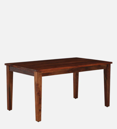Modern Sheesham Dining Set 6 Seater with Bold Legs and Natural Texture Wood Finish - Image 6