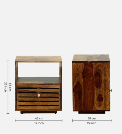Modern Homes Bedside Table Sheesham Wood With Drawer By Sarve Furniture - Image 3