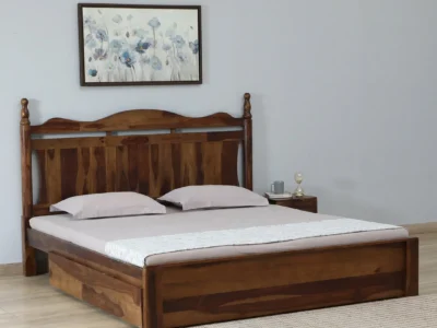 Cultural Sheesham Wood Bed with Drawer Storage by Sarve Furniture