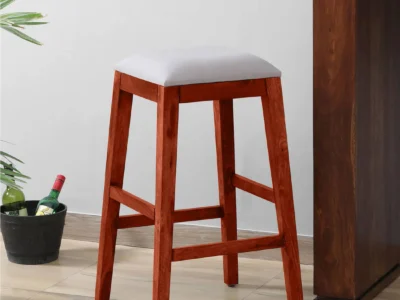 Designer Wooden Bar Stool with Angled Legs and Smooth Finish (Set Of 2)