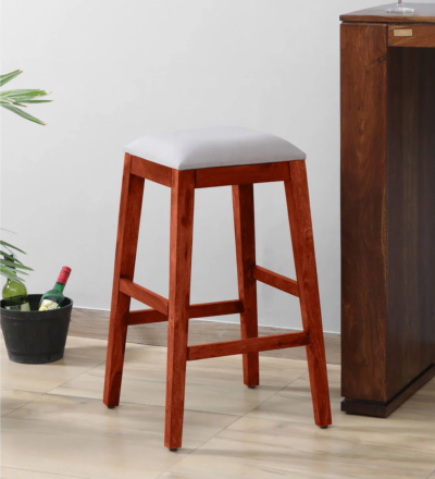 Designer Wooden Bar Stool with Angled Legs and Smooth Finish (Set Of 2)