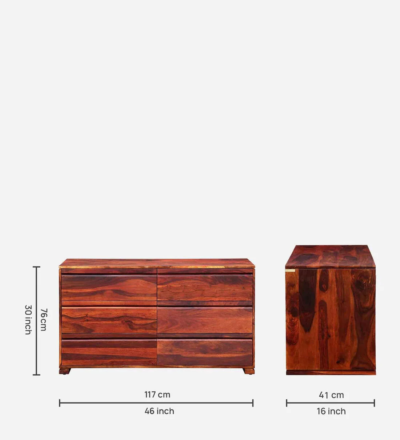 CorePulse Chest of Drawers with Frame Legs and Polished Finish Sheesham Wood - Image 3