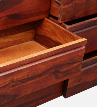 CorePulse Chest of Drawers with Frame Legs and Polished Finish Sheesham Wood - Image 9