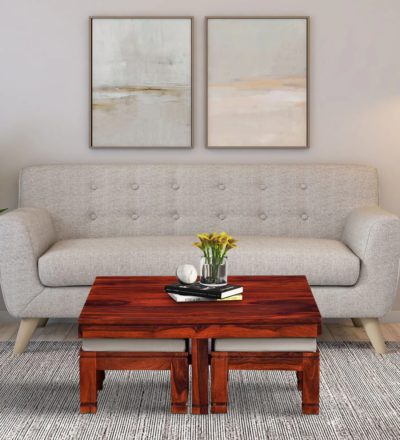 Nesting Coffee Table Stylish Set with Handcrafted Sheesham Wood