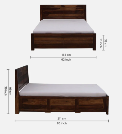 Mysore Sheesham Wood Bed With Hydraulic Storage By Sarve Furniture - Image 3