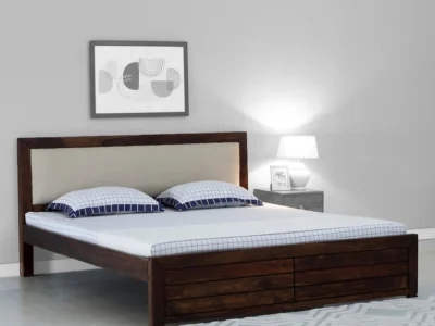 Classic wooden platform bed with a clean look, no storage, crafted by Sarve Furniture for modern bedroom designs