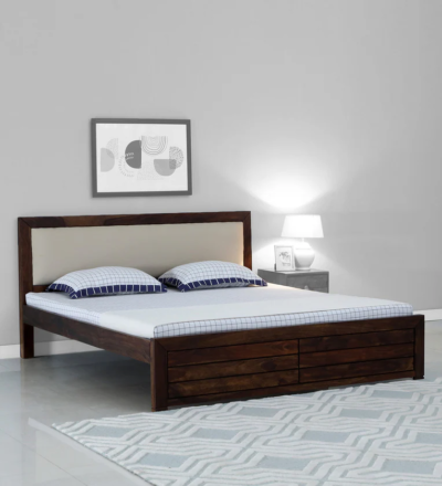 Classic wooden platform bed with a clean look, no storage, crafted by Sarve Furniture for modern bedroom designs
