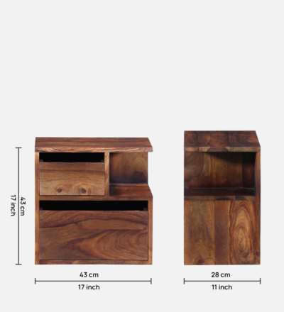 Multi Drawer Wooden Bedside Table with Rich Polish and Sleek Design - Image 3