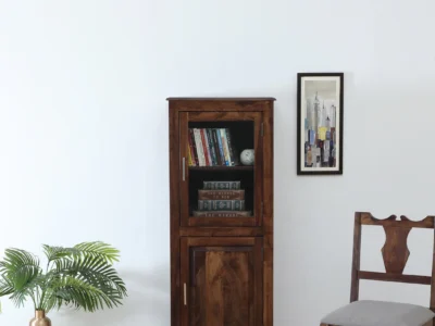 Sheesham Wood Bookcase with Ladder Style Design and Natural Wood Texture