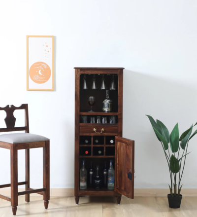 Handcrafted bar unit Wooden wine storage cabinet Bar cabinet with display shelves Solid wood home bar Elegant wooden bar cabinet Bottle storage bar unit Decorative bar furniture Spacious liquor cabinet Wooden bar cabinet for living room Luxury home bar unit