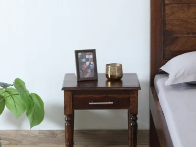 Handcrafted Solid Wood Bedside Table with Antique Finish With Bedroom Decor