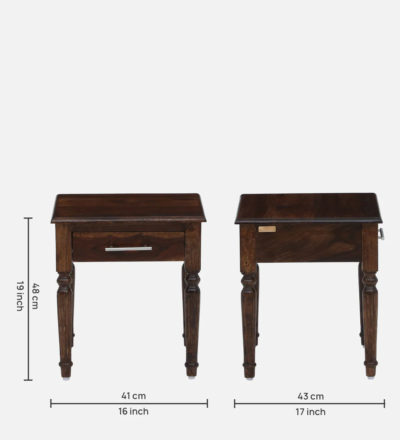 Handcrafted Solid Wood Bedside Table with Antique Finish With  Bedroom Decor - Image 3
