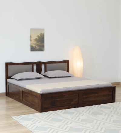 Homesta Sheesham Wood Bed With Box Storage by Sarve Furniture, showcasing premium wood craftsmanship and large under-bed storage for a tidy bedroom.