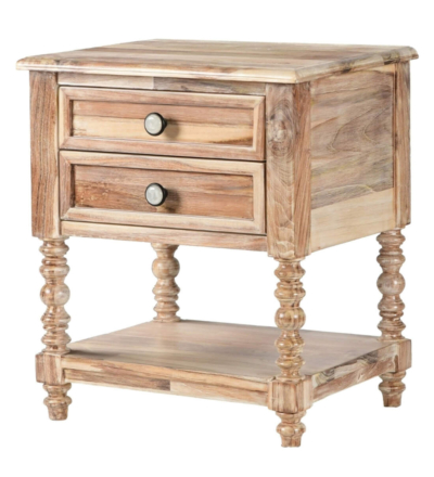 Minimalist Wooden Nightstand with Two Drawers and Bottom Open Shelf - Image 3