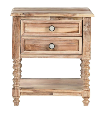 Minimalist Wooden Nightstand with Two Drawers and Bottom Open Shelf - Image 4