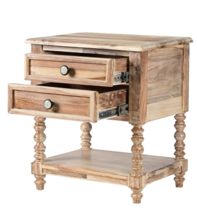 Minimalist Wooden Nightstand with Two Drawers and Bottom Open Shelf - Image 5