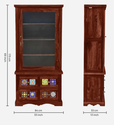 Compact Study Room Bookshelf in Sheesham Wood with Storage Drawers - Image 3