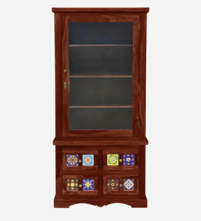 Compact Study Room Bookshelf in Sheesham Wood with Storage Drawers - Image 4