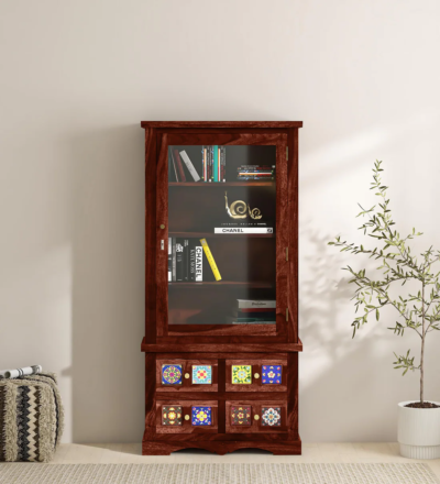 Compact Sheesham wood study bookshelf with drawers by Sarve Furniture