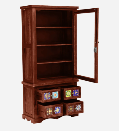 Compact Study Room Bookshelf in Sheesham Wood with Storage Drawers - Image 5