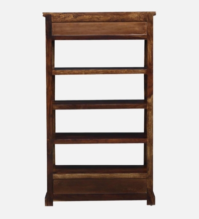 Designer Sheesham Wood Bookcase with Slanted Shelves for Unique Display - Image 5