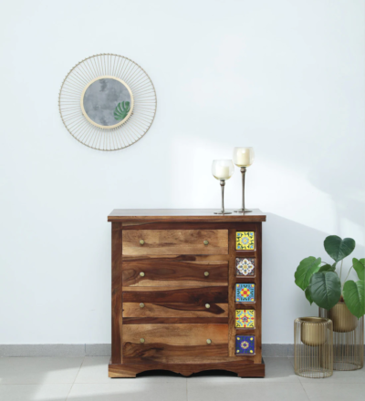Chest of Drawers Compact with Multiple Drawers and Stylish Metal Handles
