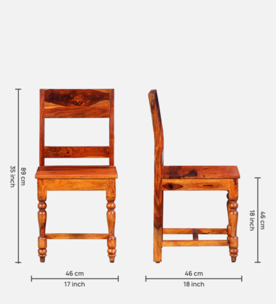 Cushioned Wooden Dining Chair with Designer Backrest for Dining Room (Set Of 2) - Image 2