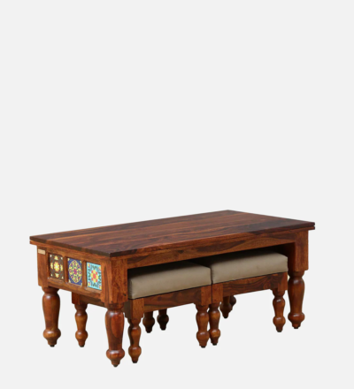 Coffee Table With Stools For Living Room Solid Wood By Sarve Furniture - Image 10