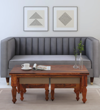 Solid wood coffee table with stools for living room by Sarve Furniture