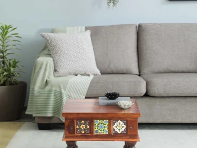 Natural Wood Coffee Table for Home Decor with Solid Build and Polish