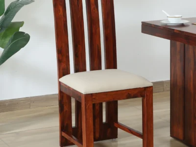 Compact Wooden Dining Chair with Upholstered Cushion and Contemporary Design (Set Of 2)