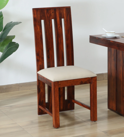 Compact Wooden Dining Chair with Upholstered Cushion and Contemporary Design (Set Of 2)