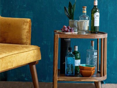 Nightstand Wooden with Polished Finish and Bedroom Use