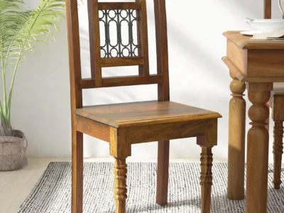 Premium Sheesham Wood Chair with Wide Seat and Polished Wooden Frame (Set Of 2)