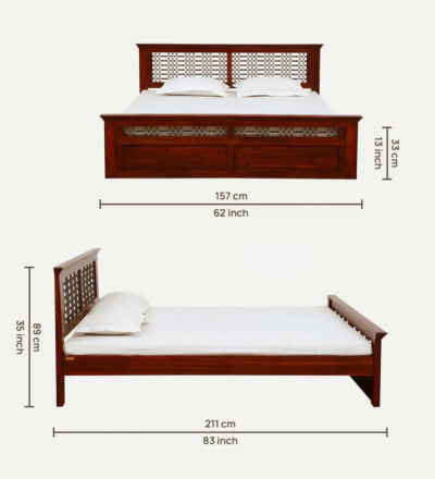 Traditional Sheesham Wood Bed Without Storage By Sarve Furniture - Image 3