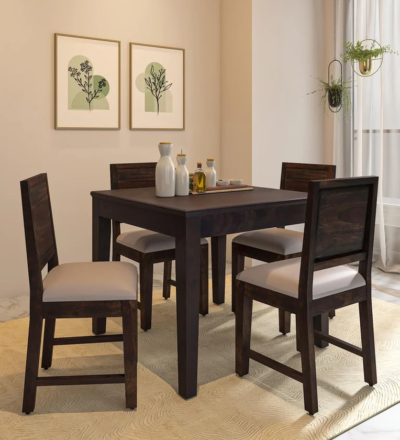 Compact Four-Seater Dining Set Sheesham Wood for Small Dining Room Spaces