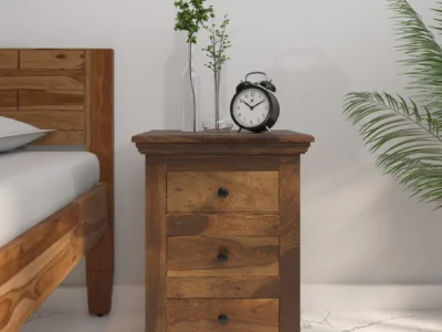 Luxury Wooden Bedside Table with Drawers – Handcrafted Nightstand by Sarve Furniture, Elegant and Premium Finish