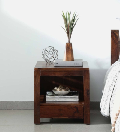Luxurious Wooden Bedside Table – Handcrafted Nightstand by Sarve Furniture, Elegant and Premium Wood Finish